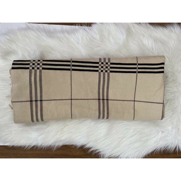 Vintage Beige Gray Tartan Plaid Wrap Sweater One Size - Picture 6 of 10